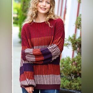 Haptics Striped Multicolor Knit Sweater brand new sz M